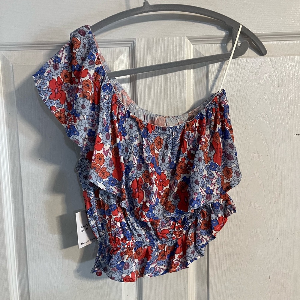 Japna Red and Blue Floral Crop Top